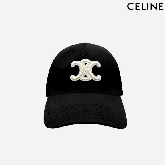【セリーヌ CELINE】トリオンフボールキャップ高級帽子ベースボールコットンブラック（100％マシン）